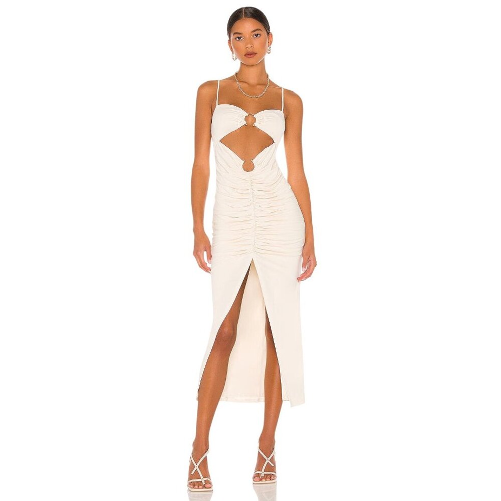 Camila Coelho Yasmeen Midi Dress in Beige XSmall New Womens Stretch Cut out